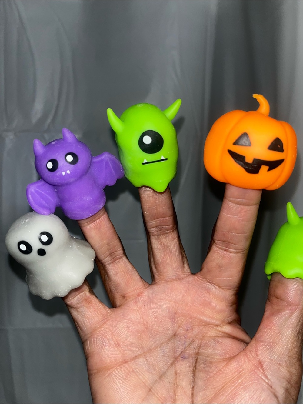 Halloween Finger Puppet Set — Purple, White, Green, Orange